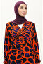 Colorful Garnished Viscose Dress 0146-01 Orange Purple - 3