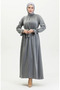 Glittery Linen Belted Dress 81853-01 Grey - 2
