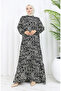 Viscose Fabric Elastic Patterned Dress 2036-03 Black