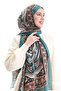 شال ناعم بنمط عرقي 70295-05 أخضر - 2