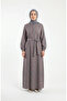 Plaid Patterned Belted Hijab Dress 2219-03 Navy Blue Red - 3
