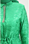 Shirt Collar Patterned Dress 81854-02 Emerald Green - 4