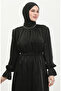 Glittery Linen Belted Dress 81853-03 Black - 4