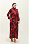 Ahsen floral patterned viscose dress 0329-11 navy red - 3