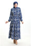 Viscose Fabric Waist Tie Dress 7134-05 Blue - 2