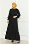 Aerobin Fabric Ruffled Belted Dress 0478-04 Black - 3