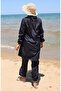 Kumsal Zippered Hijab Swimsuit with Bonnet Gift 9003-02 Navy Blue - 6