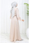 Layered Satin Evening Dress 6001-07 Stone - 5