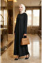 Knitted Fabric Winter Button-Detail Modest Dress 2184-01 Black - 2