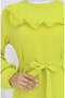Aerobin Fabric Ruffle Detailed Dress 0023-10 Oil Green - 5