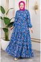 Viscose Dress with Tie-Up at the Waist 7122-04 Indigo - 2