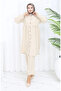 Gathered buttoned tunic pants double set 0115-05 beige