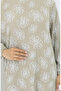 فستان منقوش بأكمام مطاطية 2056-01 أخضر - 5