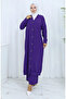 Buttoned Cardigan and Trousers Two-Piece Set 0138-07 Purple - 3