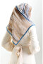 Karaca patterned natural fiber scarf 82019-12 indigo brown - 4