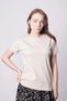 Women's Crew Neck Wrinkle-Free Span Blend Stylish Short Sleeve Lycra T-Shirt Blouse-Beige - 5