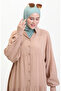 Elastic sleeve buttoned dress 0463-07 milky coffee - 5
