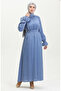 Glittery Linen Belted Dress 81853-08 Indigo - 3