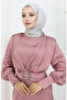 Layered Satin Evening Dress 6001-05 Rose Pink - 3