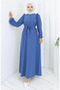 Ruffled belted dress 2064-03 indigo - 3