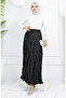 Elastic Waist Satin Skirt 0048-05 Black - 2