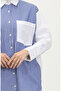 4814-01 Model Cobalt Blue Color Garnished Striped Shirt - 4