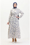 Beige Cobalt Blue Linen Dress - Front Button and Lace-Up 0520-04 - 2