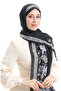شال ناعم منقوش 70271-06 أسود
