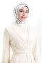 وشاح جان جان منقوش 70315-06 فضي رمادي أسود