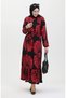 Ruffled belted dress with skirt 50171-06 burgundy - 2