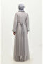Pearl Tulle Evening Dress 6233-02 Grey - 5