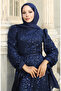 Beaded Evening Dress 5801-05 Navy Blue - 4