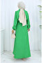 Linen Vest Dress Two-Piece Set 2141-09 Emerald Green - 6