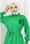 Rubber Detailed Belted Dress 2063-04 Green - 3
