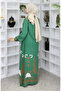 Patterned Dress with Elastic Sleeves 0084-05 Green - 5