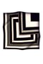 57% Silk 43% Viscosa Twill Silk Chain Detailed Geometric Patterned Black - Cream Colored 90X90 Scarf Di