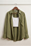 Women's Khaki Oversized Linen Shirt 100% Cotton