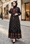 Bat Sleeve Half Button Woven Viscose Dress 1483 - Black - 3