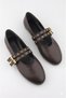 Bitter Brown Ballerina Studded Double Buckle Women's Ballerina |   Daily Comfortable Flat Sole Mary Jane Shoes Fashion