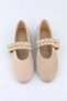 Beige Suede Color Ballerina Ballerinas with Studs and Double Buckles for Women |   Daily Comfortable Flat Sole Mary Jane Shoes - 7