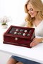 Wooden 15 Compartment Watch Box Decorative Red Antique Vip Watch Accessory Storage Box Organizer - 3