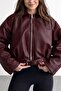 Suede Lined Luvren Trend Oversize Bomber Belted Leather Jacket - 2