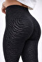 Black Women's Zebra Patterned Diving Fabric - High Waist - Gathering Tights