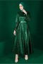 Flower Patterned Belted Evening Dress 50266 - 2