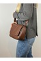 Genuine Leather , Crisscross Straps , Daily Bag , Women's Shoulder Bag , Hazelnut 25*21*8 cm - 2