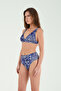 Women's Coffee-Blue Leopard Printed Piece High Waisted Slim Covered t Shaping / Sculpting Bikini Set - 2