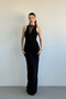 Degaje Collar Lace Detail Black Designer Dress
