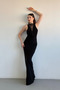 Degaje Collar Lace Detail Black Designer Dress - 6