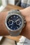 Silver Color Men's Wristwatch |   45mm Steel Case, Silver Metal Band, Navy Blue Dial - 5