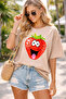 Cartoon Strawberry Printed Unisex Oversized T-Shirt - Fun Fruit Graphic Design Casual T-Shirt